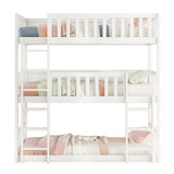 Bellemave Solid Wood Triple Bunk Bed for 3 Kids,Twin Over Twin Over Twin Triple Bunk Bed with Two Built-in Ladders,Detachable,White Bellemave
