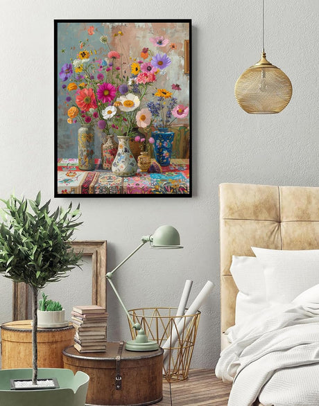 Eiazuiks Diamond Painting Kits for Adults, Colorful Flowers 5D DIY Diamond Art Kits Full Drill Diamond Dots for Gift Wall Decor and Relaxation Gem Arts 12x16 inch Eiazuiks