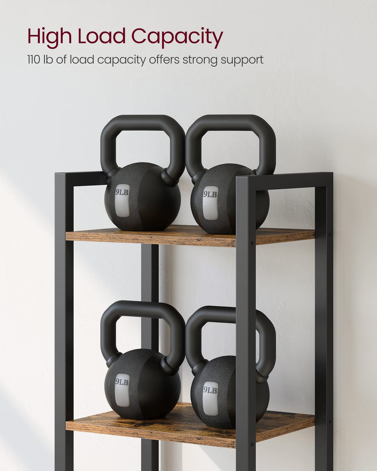 VASAGLE 6-Tier Bookshelf, Bookcase with Steel Frame, Book Shelf for Living Room, Home Office, Study, 11.8 x 15.7 x 73.2 Inches, Industrial Style, Rustic Brown and Ink Black ULLS101B01 VASAGLE