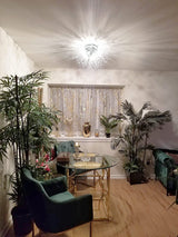 HMVPL Crystal Flush Mount Ceiling Light, Modern Sputnik Firework Close to Ceiling Lamp, LED Ceiling Light Fixtures for Bedroom Kitchen Island Entryway Hallway Foyer HMVPL