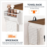 HOOBRO Kitchen Island with Storage, Power Outlet, Rolling Kitchen Island Cart on Wheels, with 2 Drawers, Sliding Barn Doors and Lockable Wheels, Farmhouse, White and Walnut WH28UZD01 HOOBRO