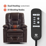 MCombo Dual Motor Power Lift Recliner Chair with Massage and Dual Heating, Adjustable Headrest for Big and Tall Elderly People, Faux Leather 7634 (Dark Brown, Large-Regular) MCombo