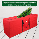 Primode Christmas Tree Storage Bag | Fits Up to 9 Ft. Tall Disassembled Tree | 25" Height X 20" Wide X 65" Long | Durable 600D Oxford Material | Heavy Duty Xmas Storage Container (Red) Primode