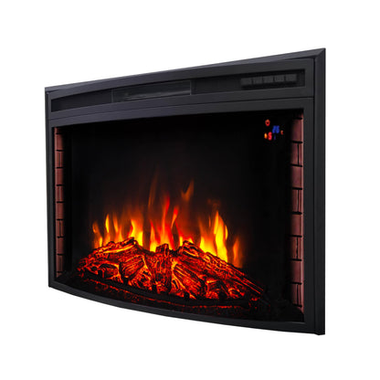 FIREBLAZE Firespace 36” Curved Glass Electric Fireplace Insert, 36 inch Wide Recessed, Infrared Quartz Heater with Crackling Sound, Remote Control, Timer and overheating Protection