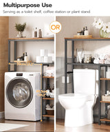 HOOBRO Over The Toilet Storage, 5-Tier Industrial Bathroom Organizer, Bathroom Space Saver with Toilet Paper Holder, Toilet Storage Rack, Small Spaces, Rustic Brown and Black BF84TS01 HOOBRO