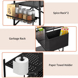 DTUQYX Foldable Outdoor Grill Cart with 3-Tier,Grill Cart,Grill Table for Outside with 2 Total Lock Casters，Pizza Oven Stand Table，Rolling BBQ Table and Folding Kitchen Island, Black DTUQYX