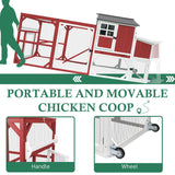 Magazoopet 95.3" Large Chicken Coop with Run, Tractor Hen Chicken House with 3 Nesting Boxes, Portable Duck Rabbit Quail Hutch Poultry Cage for 4-6 Chickens with 6 Access,Pull-Out Tra (Red) Magazoopet