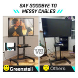 Greenstell TV Stand with Power Outlet, Mobile TV Cart on Wheels for 32-85 inch LED LCD Flat Curved Panel Screen TVs, up to 132lbs, Height Adjustable Rolling TV Stand with AV Shelf, Max VESA 600x400mm GREENSTELL