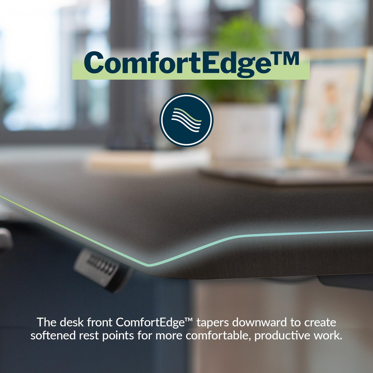 Vari ComfortEdge 48x30 Inches Black Standing Desk- Electric Adjustable Height Desk- Sloped Front Edge Ergonomic Gaming Table- Easy Assembly, Stable T-Style Legs- Varidesk- 2 Packages Vari