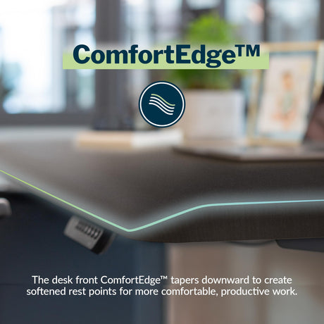 Vari ComfortEdge 48x30 Inches Black Standing Desk- Electric Adjustable Height Desk- Sloped Front Edge Ergonomic Gaming Table- Easy Assembly, Stable T-Style Legs- Varidesk- 2 Packages Vari