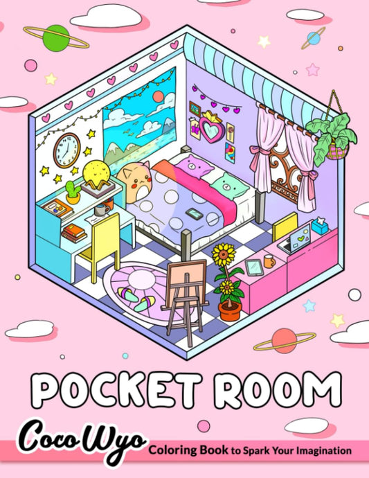 Pocket Room: Coloring Book Features Tiny, Cozy, Beautiful & Peaceful Rooms Illustrations for Relaxation and Stress Relieving