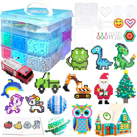 11000 Fuse Beads Kit - 20 Colors 5mm Bead Craft Set with Storage Box, Pegboard, Ironing Paper and Accessories, Arts and Crafts Kits for Kids Age 5+ Christmas Birthday DIY Craft Gift for Girls & Boys AJAZPER