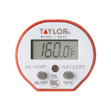 Taylor Waterproof Digital Instant Read Thermometer For Cooking, BBQ, Grilling, Baking, And Meat, Comes With Pocket Sleeve Clip, Red Taylor