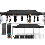 COBIZI 10x30 Pop Up Canopy Without Sidewall,Heavy Duty Canopy UPF 50+ All Season Wind Waterproof Commercial Outdoor Wedding Party Tents for Parties Gazebo with Roller Bag(10 x 30 ft Black) COBIZI