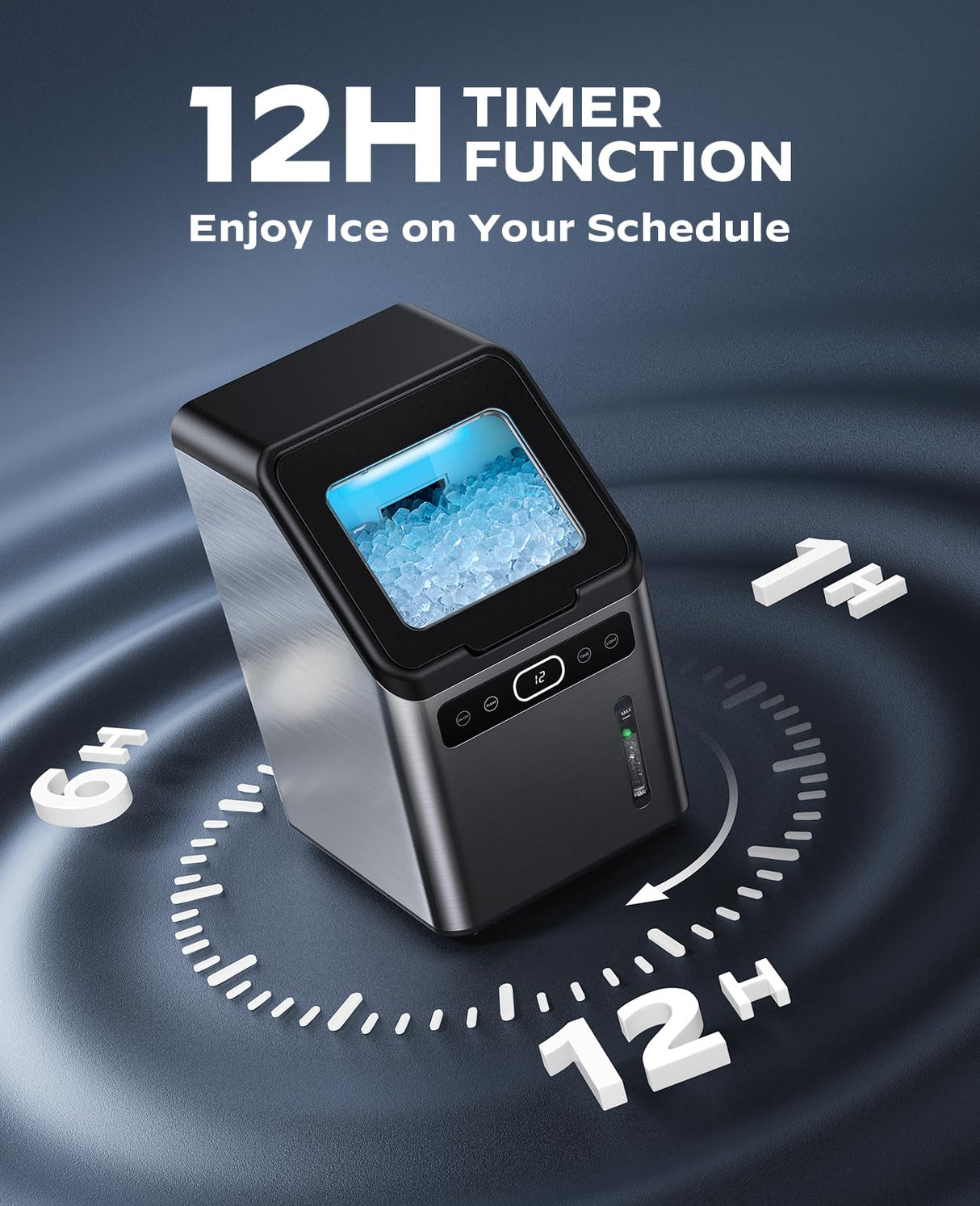 Totnz Nugget Ice Maker Countertop, 44lbs per Day with Self-Cleaning Function，Timer Pebble Ice Maker with Soft Chewable Ice for Home Kitchen Office Bar Party,Stainless Steel Totnz