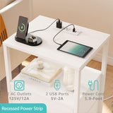 KAI-ROAD White Nightstands Set of 2 with Charging Station, Bedroom Night Stand Set 2 Small Night Stands with Drawers and Shelf Storage End Table Dorm Bedside Table Modern KAI-ROAD