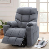 Esright Modern Electric Recliner Chair for Adults, Heavy Duty Power Lift Recliner with Heated Vibration Massage, Side Pockets, USB Charge Port & Cup Holders, Blue Grey Esright