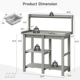 ONBRILL Potting Bench, Outdoor Potting Bench Table with Removable Sink, HDPS Potting Benches for Outside, Garden Table with Storage Shelves & 4 Side Hooks, No Rot, No Fade, No Break, 360lbs Capacity ONBRILL