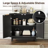 Fluted Cabinet with Storage, 2 Doors Sideboard Buffet, Mid Century Modern Accent Cabinet with Adjustable Shelves, Multifunctional Console Table with Storage for Living Room, Kitchen, Entryway FiveWillowise