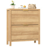 YOMILUVE Shoe Cabinet Storage for Entryway, Fluted Shoe Cabinet with 2 Flip Drawers, Hidden Shoe Rack Tall Freestanding Shoe Organizer with Legs for Hallway, Wood YOMILUVE