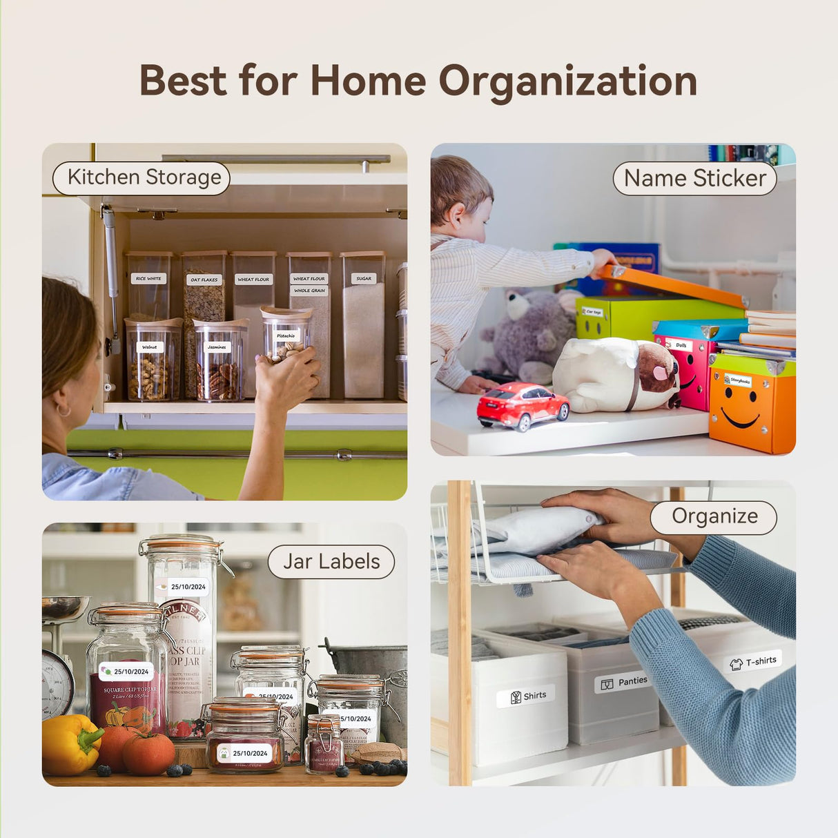 NIIMBOT D110 Upgraded Version Mini Label Maker Machine with Tape, Portable Bluetooth Thermal Printer, Sticker Labeler with Multiple Templates for Office Organization Home Kitchen School, White NIIMBOT