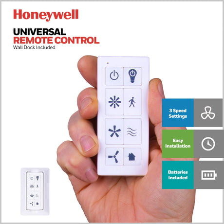 Honeywell Ceiling Fans Bonterra, 52 Inch Contemporary Indoor LED Ceiling Fan with Light and Remote Control, Dual Finish Blades, Reversible Motor - Model 50690-01 (Matte Black) Honeywell Ceiling Fans
