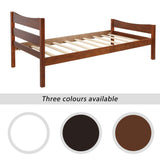 MERITLINE Twin Size Platform Bed with Headboard and Footboard, Wooden Bed Frame, No Box Spring Needed – Walnut MERITLINE