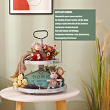 LKMANY Tiered Tray Cupcake Stand 2 Tier Tray Stand Serving Cakes Tray Decorative Trays with Handle,Round Rustic Stand for Kitchen,Homeware Display Platters for Party LKMANY