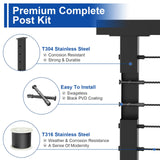 BLIKA Complete Set 36" Cable Railing Post Kit(Post 35"x2"x2"), Black Level Drilled Cable Railing Post, Swageless Deck Railing System Kit Include 4Pack Level Posts,1/8" Stainless Cable(No Handrail) BLIKA