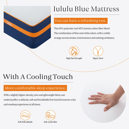 IULULU Cal King Mattress 12 Inch Memory Foam Cal King Mattress - Cool Gel California King Bed Mattress Bamboo Charcoal Foam Mattress Cal King Pressure Relief Medium Firm