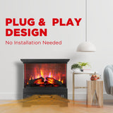 TURBRO Firelake 27-Inch Electric Fireplace Heater - Freestanding Fireplace with Mantel, No Assembly Required - 7 Adjustable Flame Effects, Overheating Protection, CSA Certified - 1400W, Black Walnut TURBRO