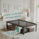 LAKKURI 14 Inch High Twin Bed Frame No Box Spring Needed, Platform Metal Bed Frame Twin, Heavy Duty, Noise Free, Easy Assembly, Black LAKKURI