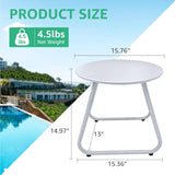 Meluvici Patio Outdoor Coffee Table Set of 2, Weather Resistant Steel Round End Tables, Outdoor Nesting Table for Patio, Balcony, Bistro and Indoor, White Meluvici