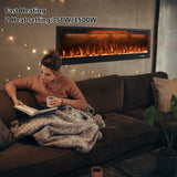 Rodalflame 60" WiFi-Enabled Electric Fireplace Insert, APP Smart Control, Wall Mounted&Recessed Linear Fireplace Heater with Thermostat, Flame&Top Lights, Log&Crystal, Timer RODALFLAME