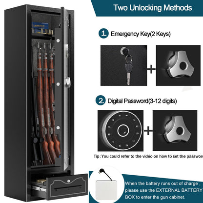 SAPITAL 8 Gun Safe Rifle,Gun Safe for Rifles and Pistols,Rifle Safe with Drawer,Gun Cabinet for Rifles and Shotguns with Scopes,Rifle Gun Safe with Removable Shelf Gun Rack (8 Gun Safe - Digital)