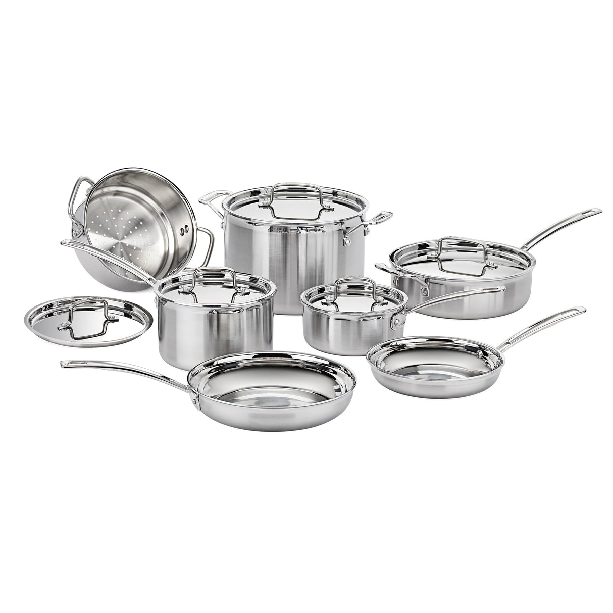 Cuisinart 12 Piece Cookware Set, MultiClad Pro Triple Ply, Silver, MCP-12N Cuisinart