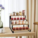 ELITEROO Wood Display Riser Stand, Wooden 4-Tier Retail Display Rack, Tiered Widened Display Stands Organizer, Open Display Shelf Table Top Counter Shelves for Cupcake Liquor Bottle Spice Perfume ELITEROO