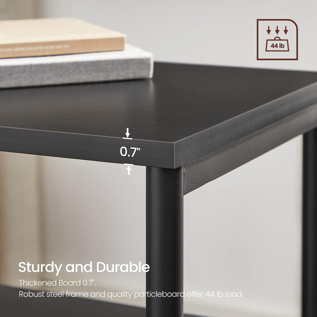 VASAGLE Side Table, Small End Table, Tall Nightstand for Living Room, Bedroom, Office, Bathroom, Classic Black ULET273B16 VASAGLE