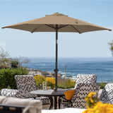 wikiwiki 7.5 FT Patio Umbrellas Outdoor Table Market Umbrella with Push Button Tilt/Crank, 6 Sturdy Ribs, Fade Resistant Waterproof POLYESTER DTY Canopy for Garden, Lawn, Deck, Backyard & Pool, Tan wikiwiki