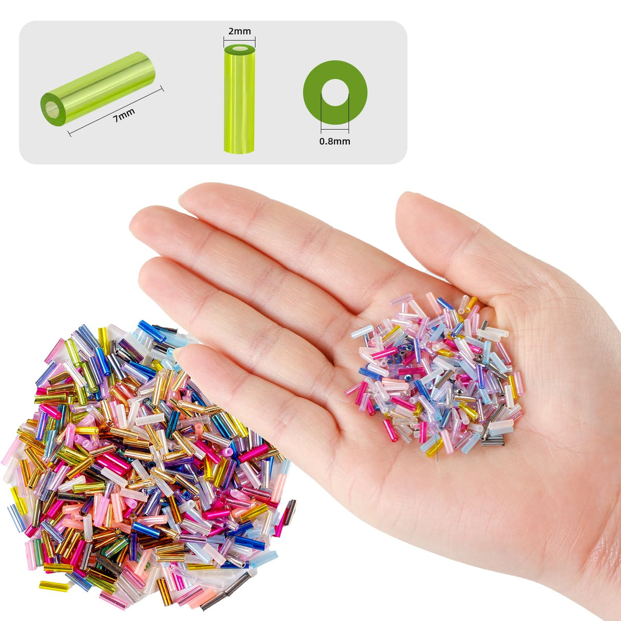 Ybxjges 4800Pcs 7mm Tube Beads Kit with 28 Colors Glass Bugle Seed Beads Small Craft Beads for DIY Bracelet Necklaces Jewelry Making Ybxjges
