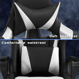 High-Back Racing Office Gaming Chair - PU Leather Reclining Computer Desk Chair with Lumbar Support and Swivel Function - Black Heavy Duty Executive Chair for Adults RROCOSIA