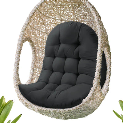 MQK Thick Egg Chair Cushion Replacement, Button Tufted Outdoor Swing Chair Cushion with High Elasticity PP Cotton and Skin-Friendly Fabric, Hanging Cushion for Patio Porch Furniture (Only Cushion)
