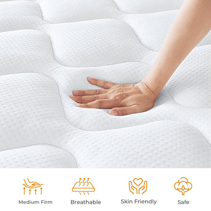 koorlian Twin Mattress 10 Inch, Hybrid Twin Size Mattress in a Box, Twin Bed Mattress with Individual Pocket Springs and Pressure-Relieving Memory Foam, Breathable, Medium Firm Mattress 75"x39"x10"