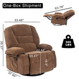 KCQ Overstuffed Swivel Rocker Recliner Chairs with Massage and Heat Fabric Manual Recliners with Cup Holders Brown Rocking Reclining Chairs for Adults KCQ