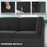 Vakollia 13 Pieces Patio Furniture Set with 44" Propane Gas Fire Pit Table, Outdoor Sectional Wicker Conversation Sofa Sets with Coffee Table Vakollia