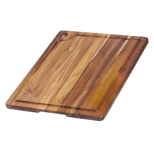 Teakhaus Marine Cutting Board with Juice Groove - Large Rectangle Cutting Board with Corner Hole - Reversible Teak Edge Grain Wood - Knife Friendly - FSC Certified