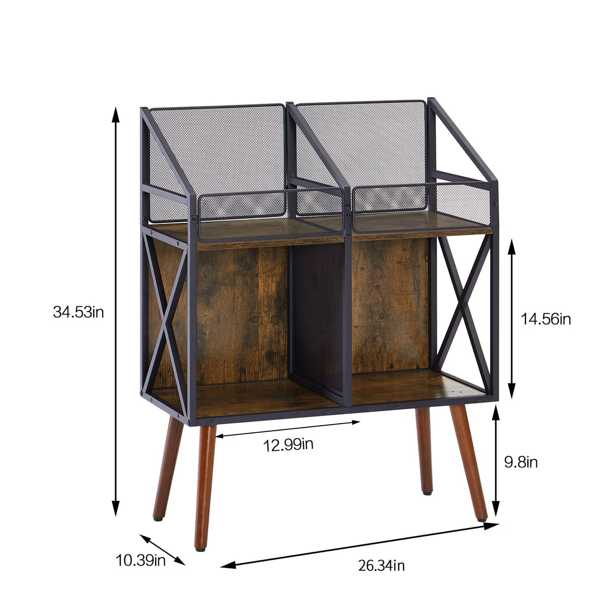 EYOCAL Vinyl Record Storage Holder Rack,250 LP Wooden Record Display Table for Albums Books Magazines Files for Living Room Bedroom Patent Pending EYOCAL