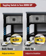 HOLKIE Leveling Stem Casters Set of 4 Heavy Duty Retractable Caster Wheels, 1/2" and M12 Stem Size, Total Capacity 3300 Lbs, Adjustable Wheel with Ratchet Handle for Workbench, Machine, Equipment HOLKIE