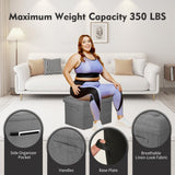 FaiPue Storage Ottoman. Foot Rest Stool with Thicker Foam Padded Seat. Linen Footstool Storage Bench, 350 lbs Folding Bench Small Ottoman for Living Room, Bedroom, Coffee Table. 17x13x13in, Dark Gray FaiPue