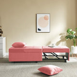 Convertible Sofa Bed 4-in-1 Velvet Sleeper Sofa Chair Bed Pull Out Futon Couch Bed with USB Ports 5 Adjustable Backrest and Pillow Fold Out Ottoman Bed loveseat Sofa for Adults Living Room, Pink FiveWillowise